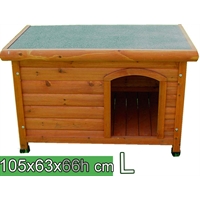 Cuccia per cani in legno tetto piano - L